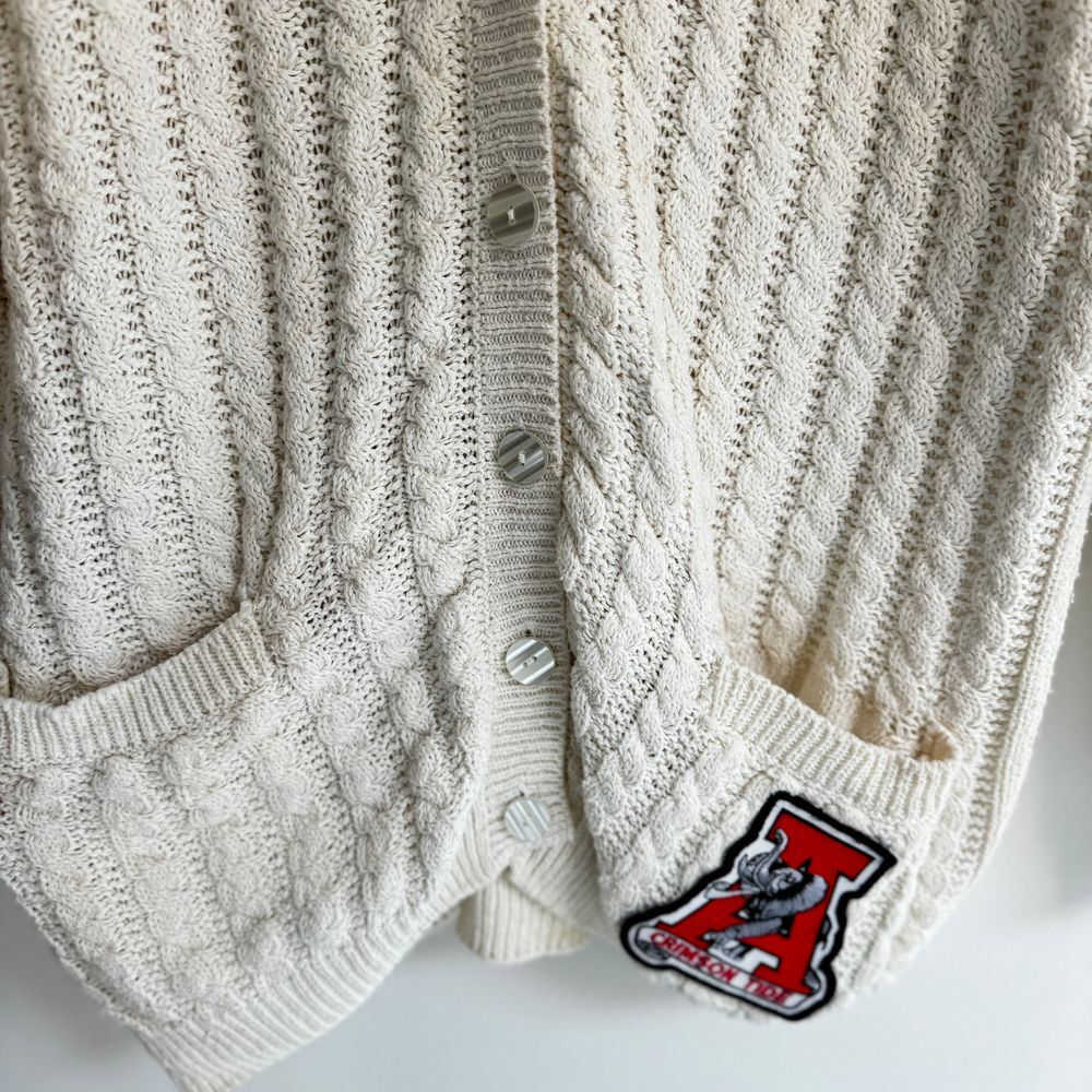 Vintage University of Alabama Cable Knit Cardigan Sweater Women's Size Large - Picture 6 of 7